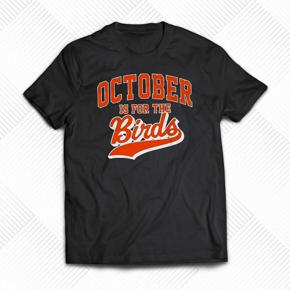 October Birds Halloween Graphic T-Shirt Retro Spooky Season Funny Tee